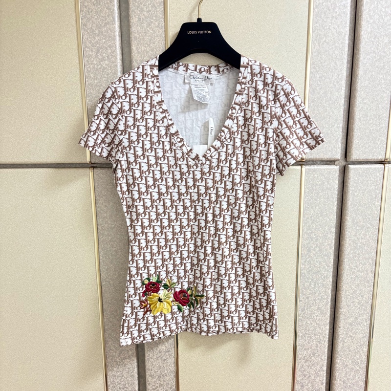 全新Christian Dior正品滿版Logo棉質上衣 38號-0
