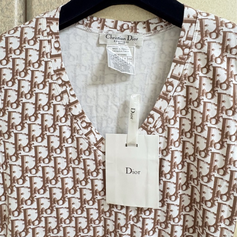 全新Christian Dior正品滿版Logo棉質上衣 38號-3