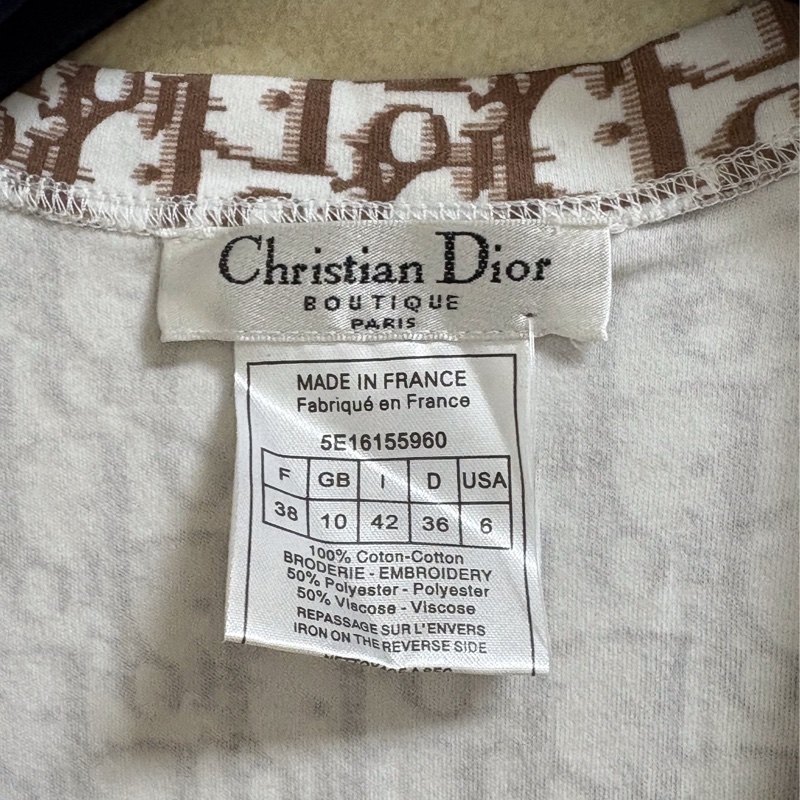 全新Christian Dior正品滿版Logo棉質上衣 38號-4