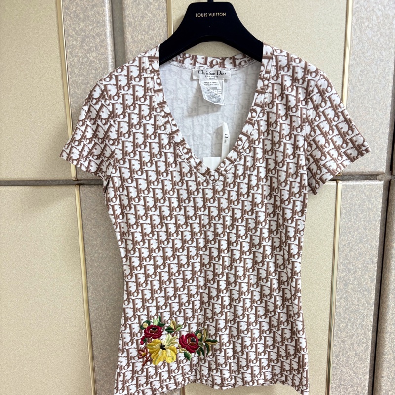 全新Christian Dior正品滿版Logo棉質上衣 38號-7