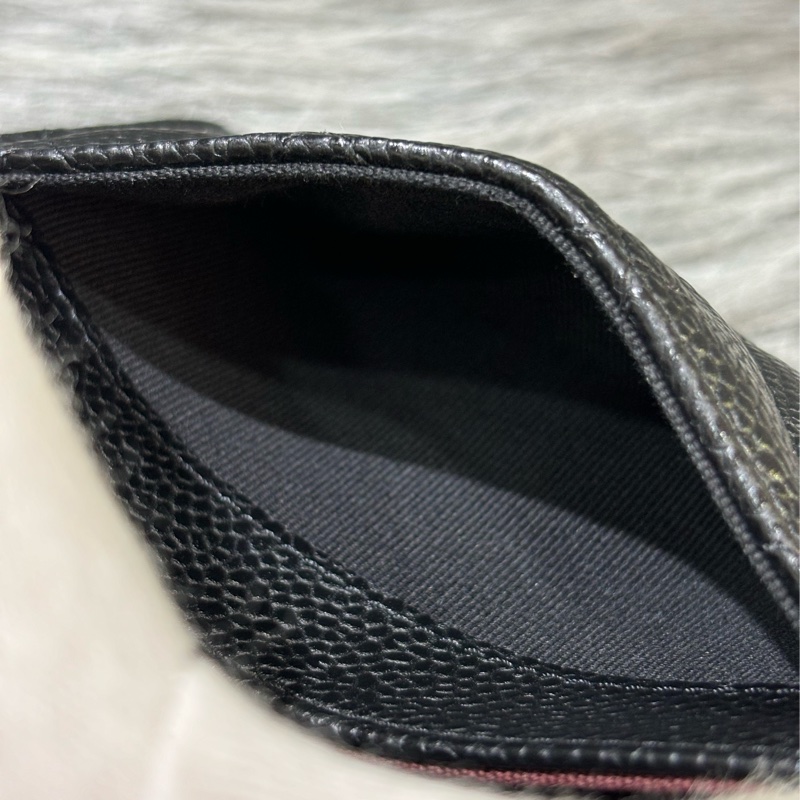 CHANEL AP0214 COCO 黑色荔枝皮銀釦 釦式 零錢包信用卡夾名片夾短夾皮夾-19