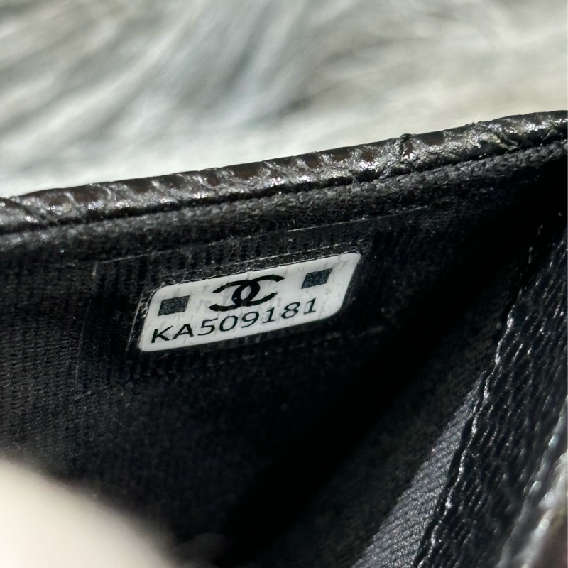CHANEL AP0214 COCO 黑色荔枝皮銀釦 釦式 零錢包信用卡夾名片夾短夾皮夾-20