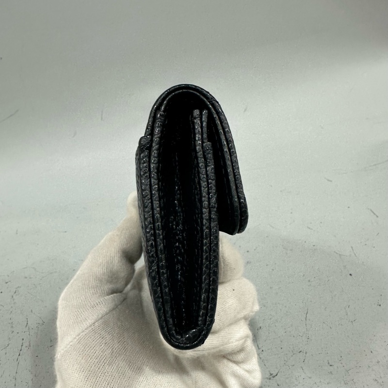 chanel Ap0214 黑荔枝皮銀釦CF 零錢包 信用卡包-2
