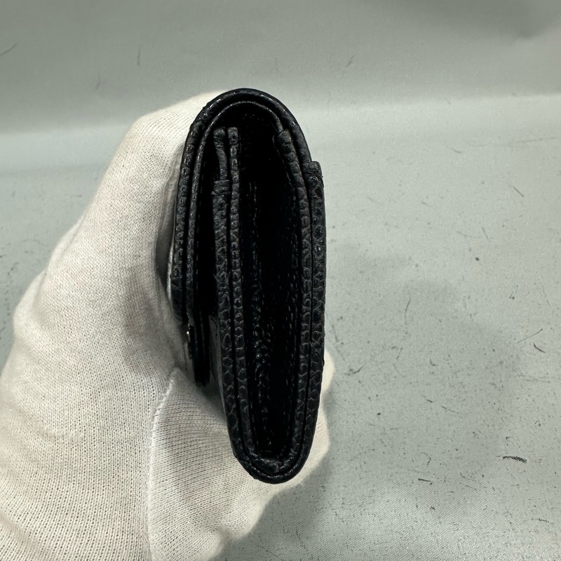 chanel Ap0214 黑荔枝皮銀釦CF 零錢包 信用卡包-4