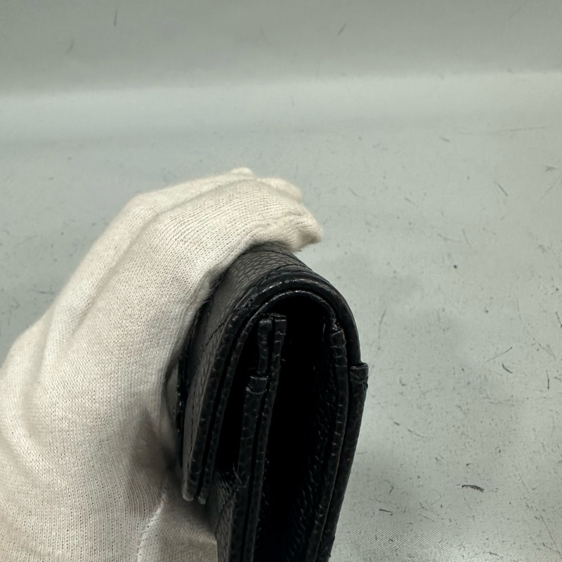 chanel Ap0214 黑荔枝皮銀釦CF 零錢包 信用卡包-5
