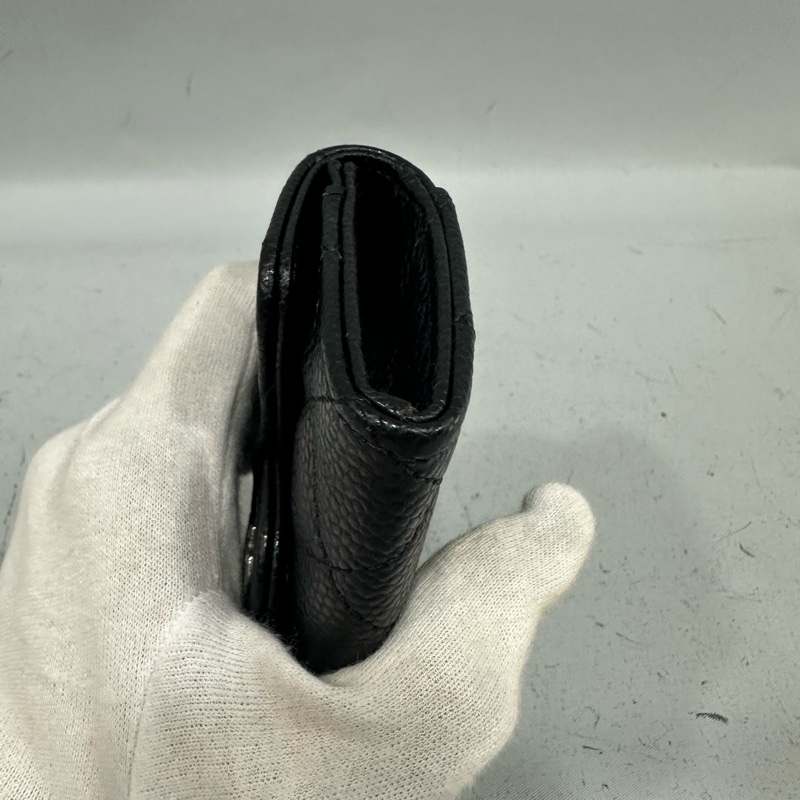 chanel Ap0214 黑荔枝皮銀釦CF 零錢包 信用卡包-6