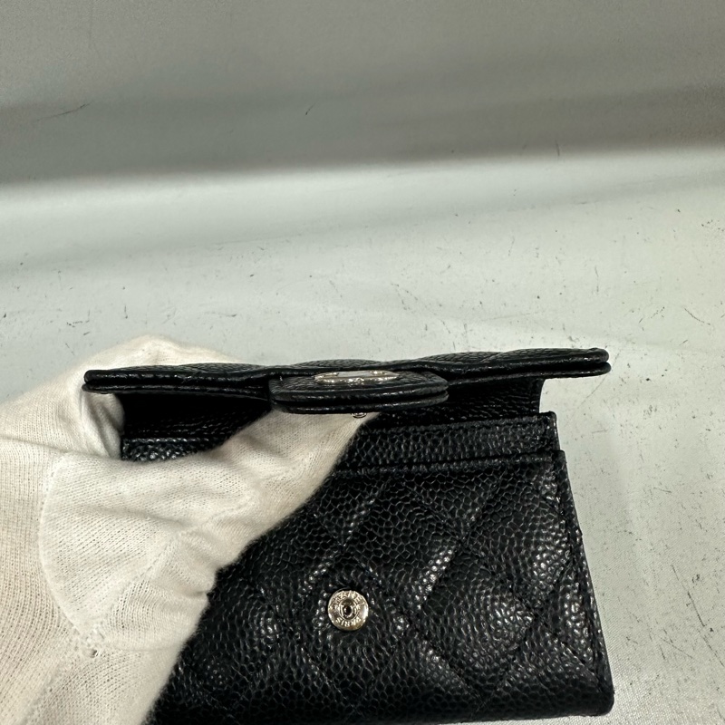 chanel Ap0214 黑荔枝皮銀釦CF 零錢包 信用卡包-10