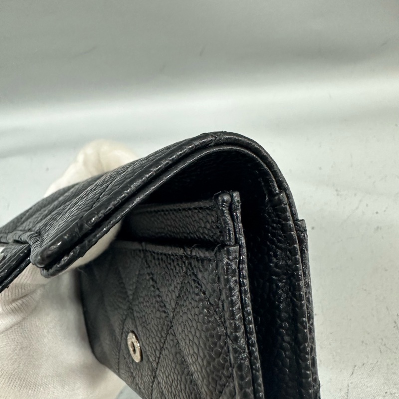 chanel Ap0214 黑荔枝皮銀釦CF 零錢包 信用卡包-11
