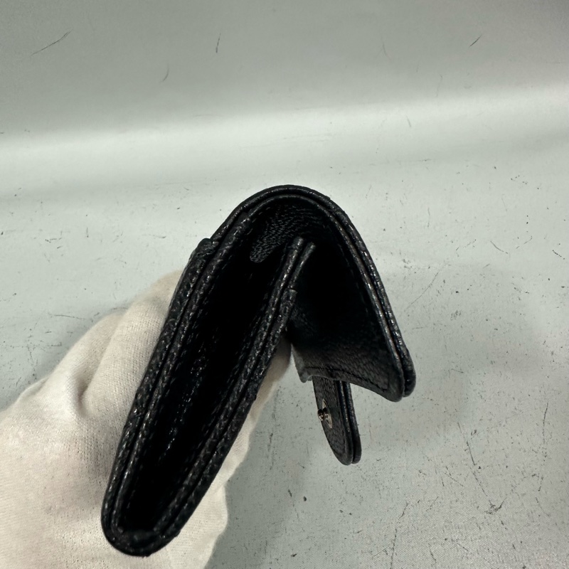 chanel Ap0214 黑荔枝皮銀釦CF 零錢包 信用卡包-12