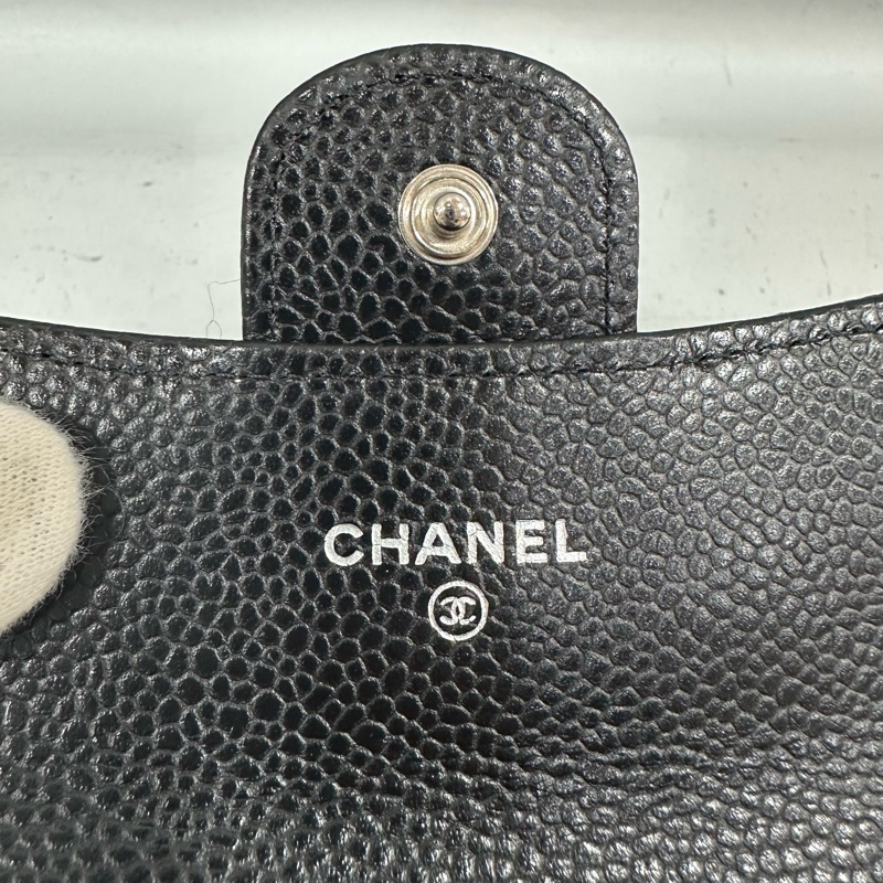 chanel Ap0214 黑荔枝皮銀釦CF 零錢包 信用卡包-14