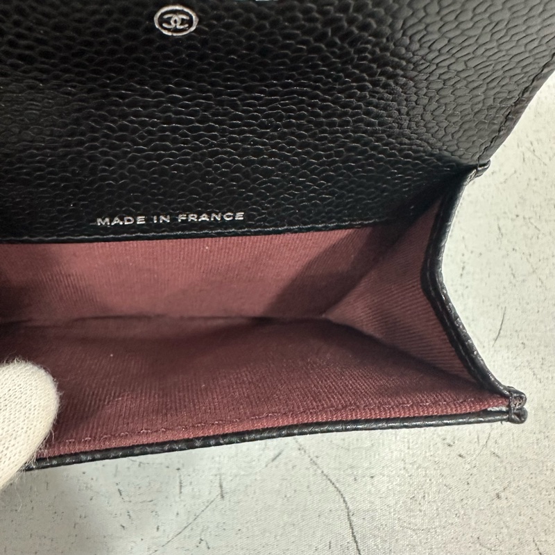 chanel Ap0214 黑荔枝皮銀釦CF 零錢包 信用卡包-19