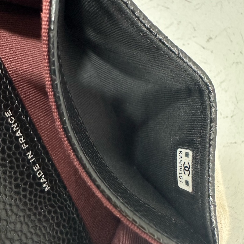 chanel Ap0214 黑荔枝皮銀釦CF 零錢包 信用卡包-20