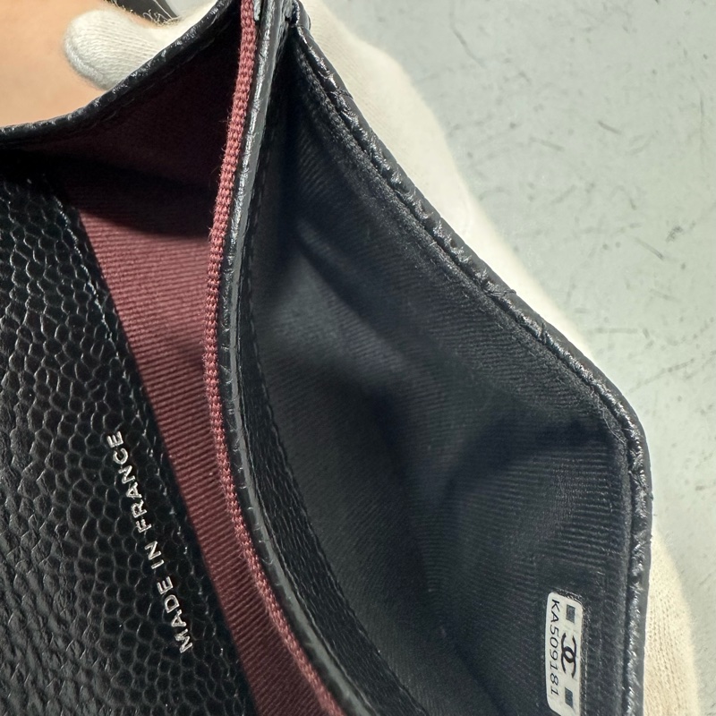 chanel Ap0214 黑荔枝皮銀釦CF 零錢包 信用卡包-21