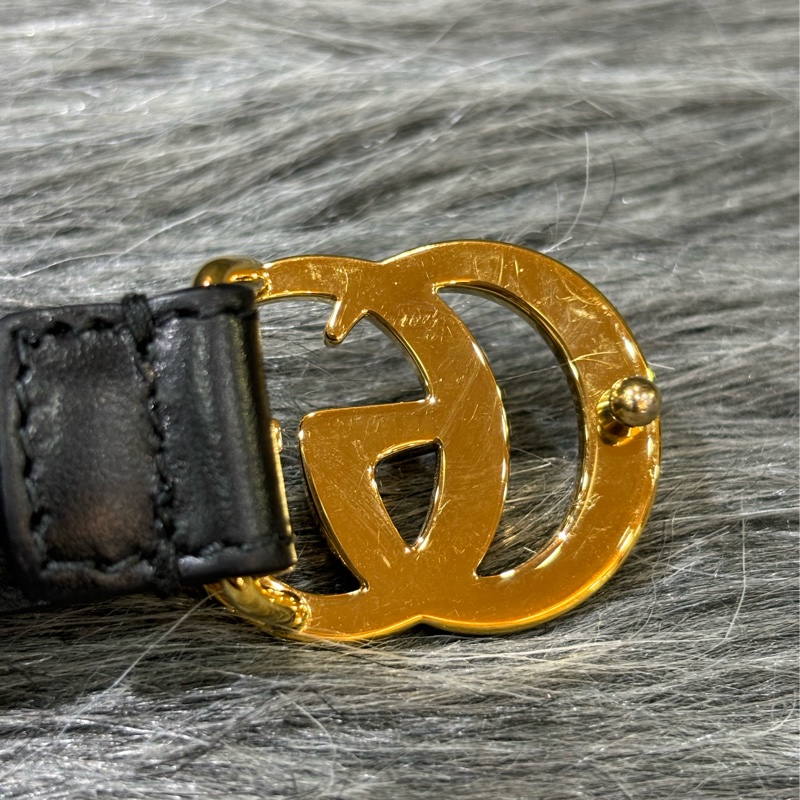 GUCCI 409417 GG MARMONT 黑色牛皮 金色 金釦 皮帶 腰帶 細版-2