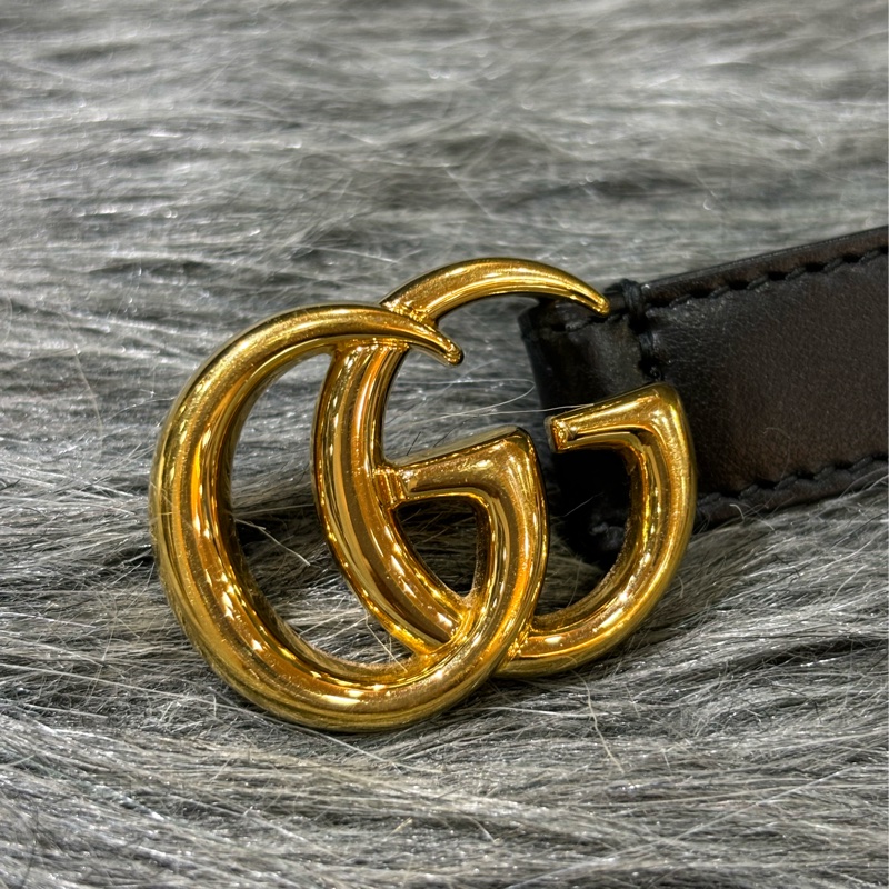 GUCCI 409417 GG MARMONT 黑色牛皮 金色 金釦 皮帶 腰帶 細版-3