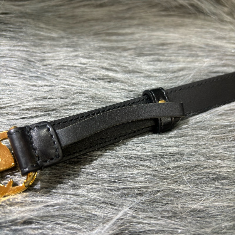 GUCCI 409417 GG MARMONT 黑色牛皮 金色 金釦 皮帶 腰帶 細版-9