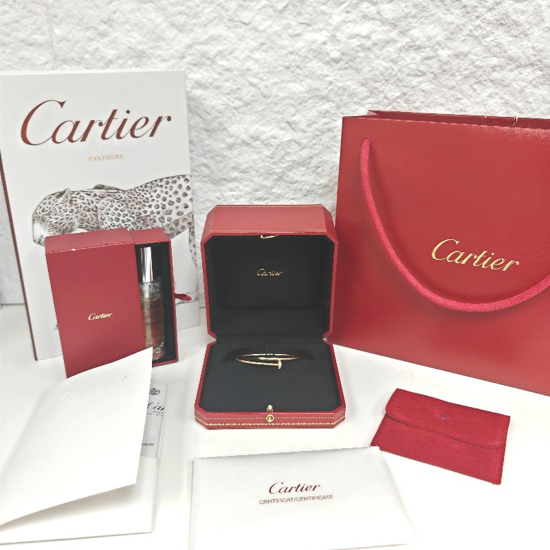 Cartier 卡地亞 黃金釘子鑲鑽手鐲 21年 大全套-0