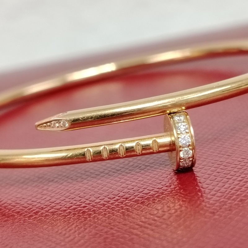 Cartier 卡地亞 黃金釘子鑲鑽手鐲 21年 大全套-3