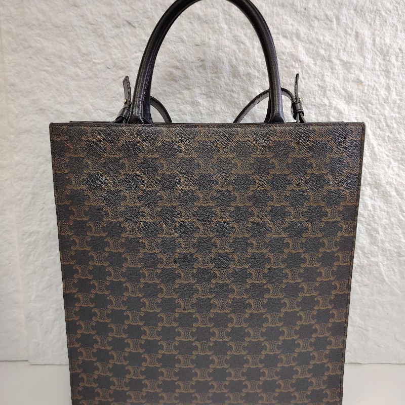 CELINE CABAS 黑色 老花 人造革 中號 字母logo-2