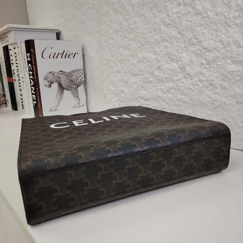 CELINE CABAS 黑色 老花 人造革 中號 字母logo-3