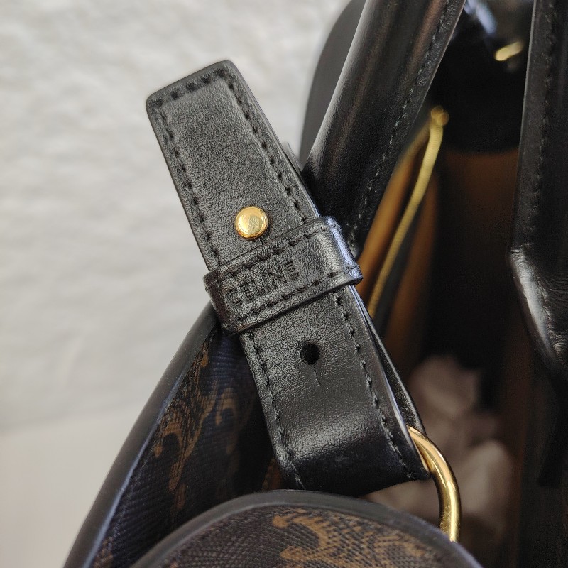 CELINE CABAS 黑色 老花 人造革 中號 字母logo-4