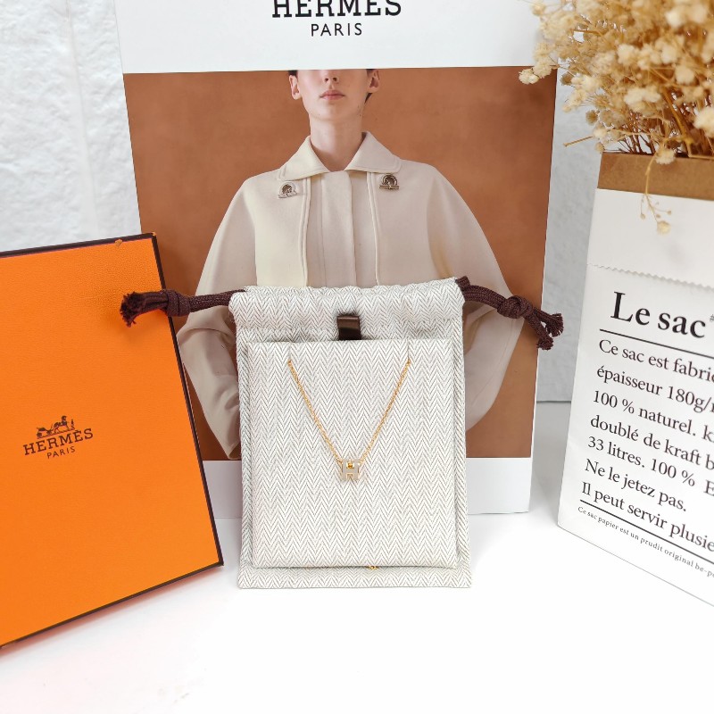 Hermes 愛馬仕 Mini Pop H 奶茶色 項鏈 閑置新-0