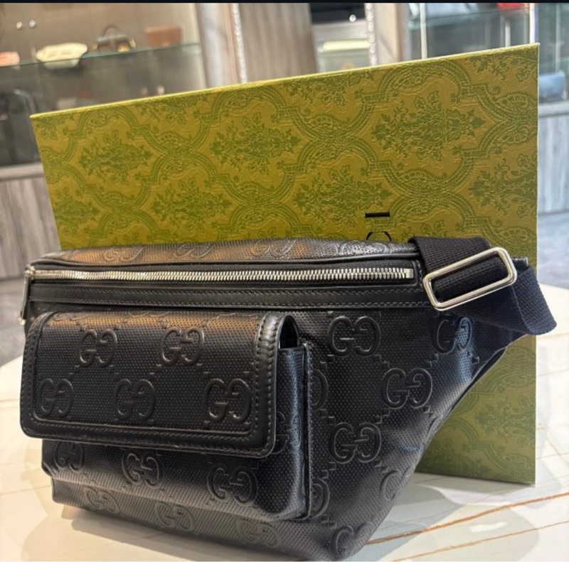 *SHIHNA名牌精品*Gucci GG 印花壓紋 胸包/腰包-0