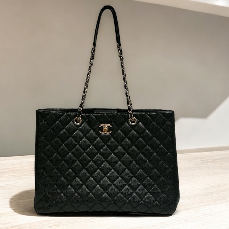 莉亞精品♡ Chanel黑金托特包 近新美包-0