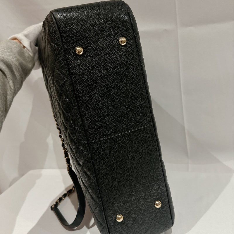 莉亞精品♡ Chanel黑金托特包 近新美包-6