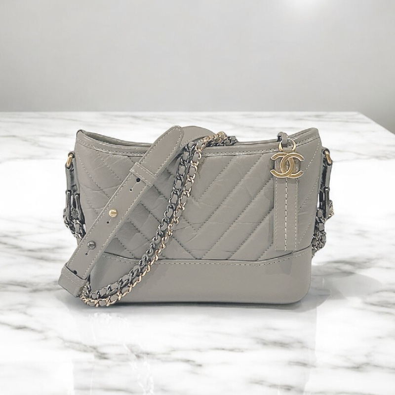 莉亞精品♡ Chanel 小號流浪包 灰 近新美包-0