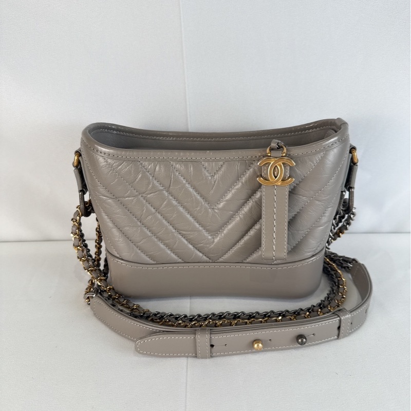 莉亞精品♡ Chanel 小號流浪包 灰 近新美包-2