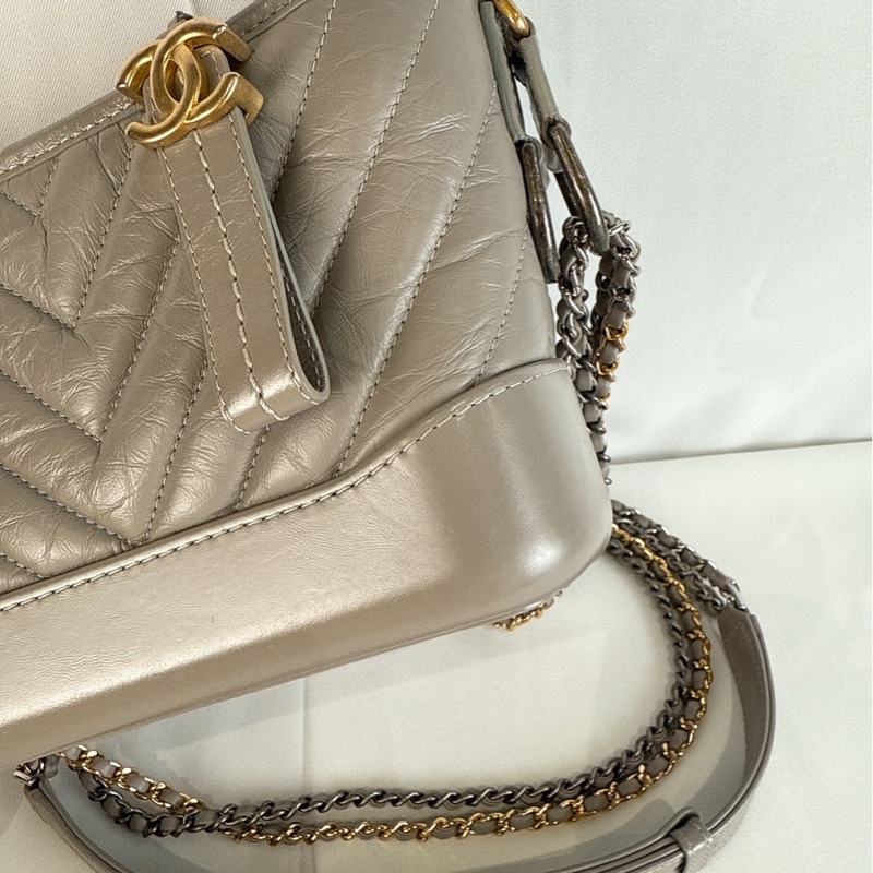 莉亞精品♡ Chanel 小號流浪包 灰 近新美包-3