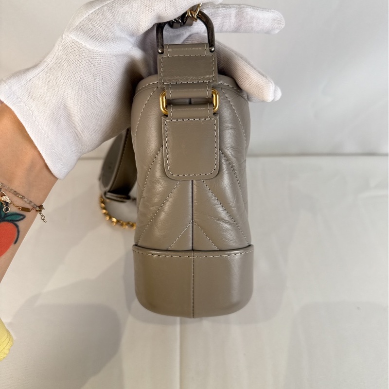 莉亞精品♡ Chanel 小號流浪包 灰 近新美包-11