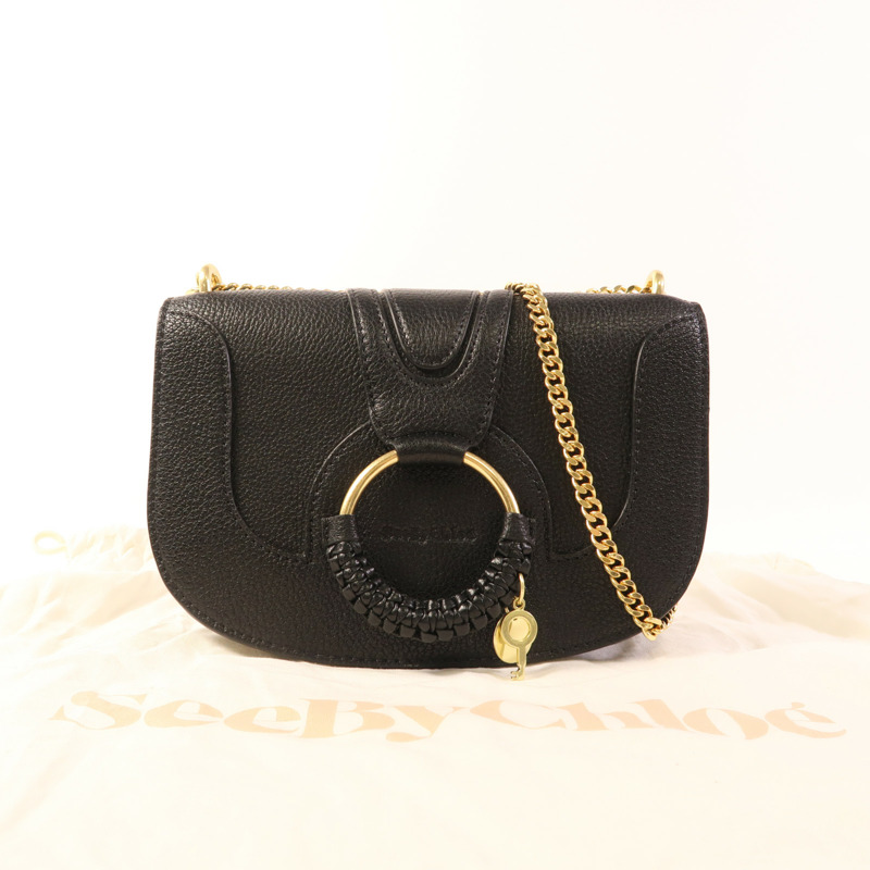 SEE BY CHLOE 牛皮皮革Hana Pebble金扣肩背袋-8