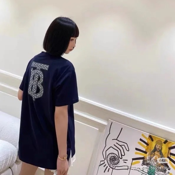 莉亞精品♡ Burberry TB logo深藍短袖xs 近新-2