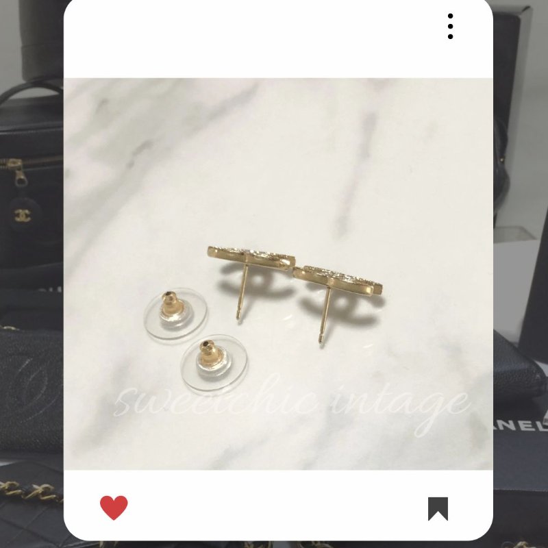 8月新品上架 🔥💖 ✨超美新到 ！香奈兒 Chanel 金色CC 水鑽耳環 🔥 香奈兒熱賣款 香奈兒耳環 CHANEL EARRING-3