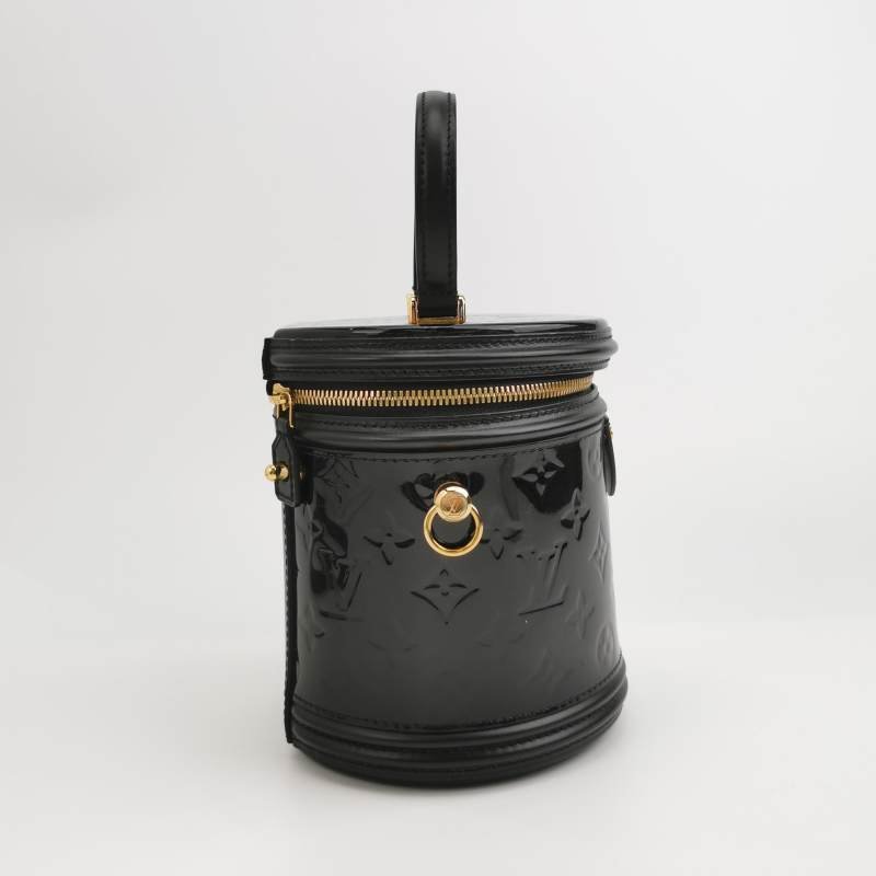 Louis Vuitton (LV) Cannes 發財桶 小號 牛皮漆皮 壓紋 老花 斜背包 單肩包-3