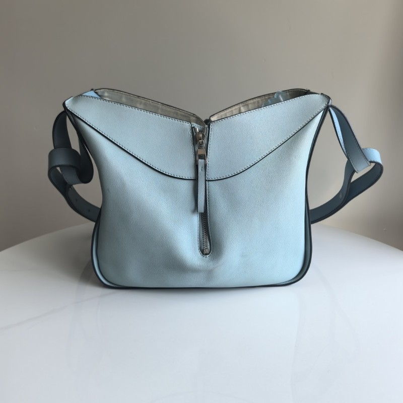 羅意威/Loewe Hammock霧霾藍拼色 中號吊床包肩背包-1