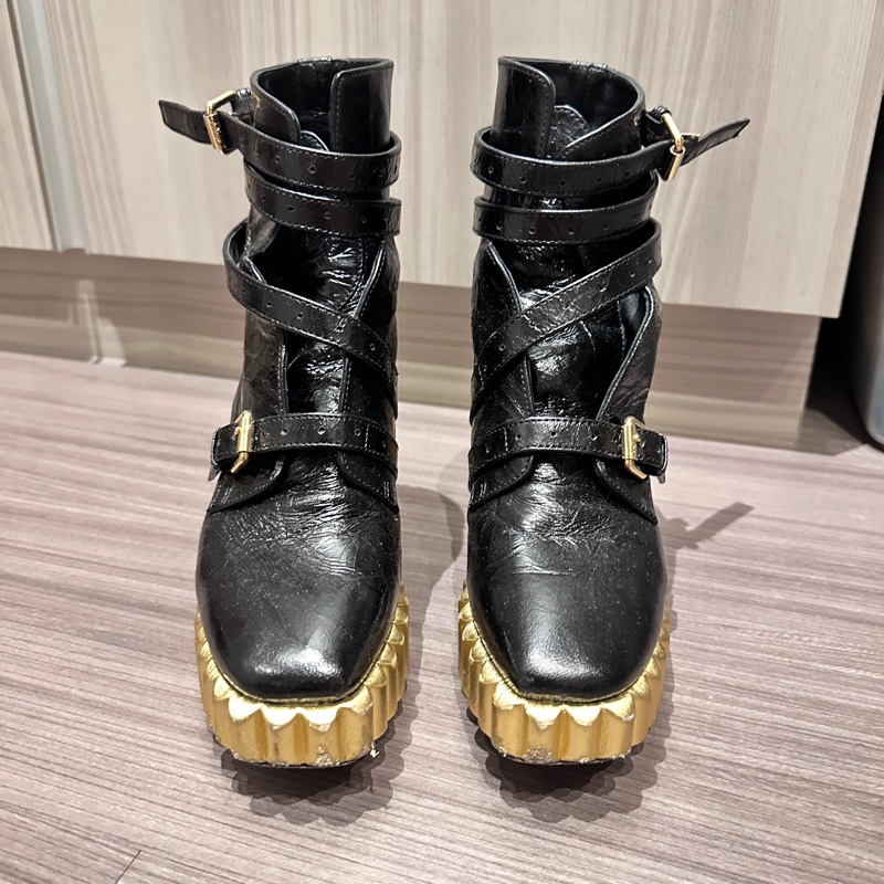 Dior 黑色褶皺頂級小羊皮踝靴-2