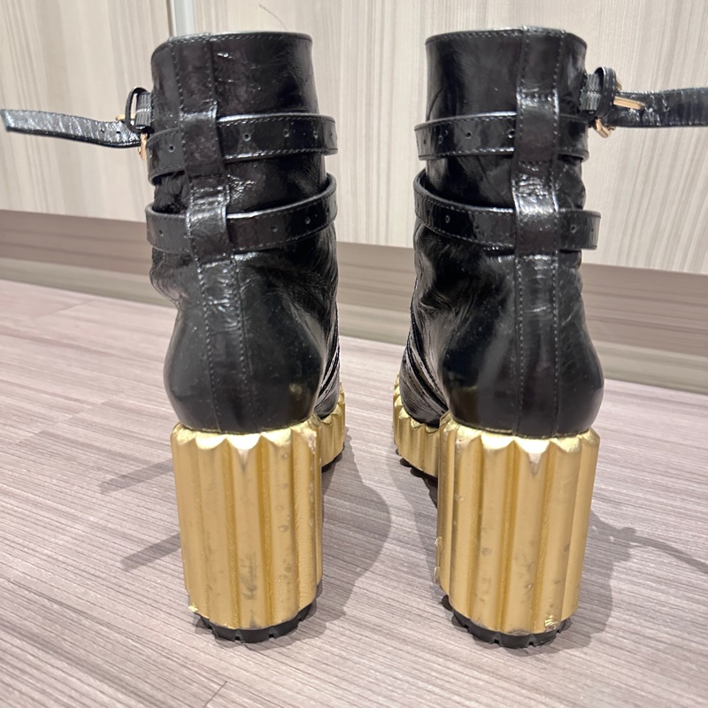 Dior 黑色褶皺頂級小羊皮踝靴-3