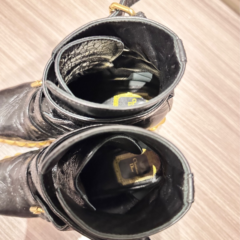 Dior 黑色褶皺頂級小羊皮踝靴-7