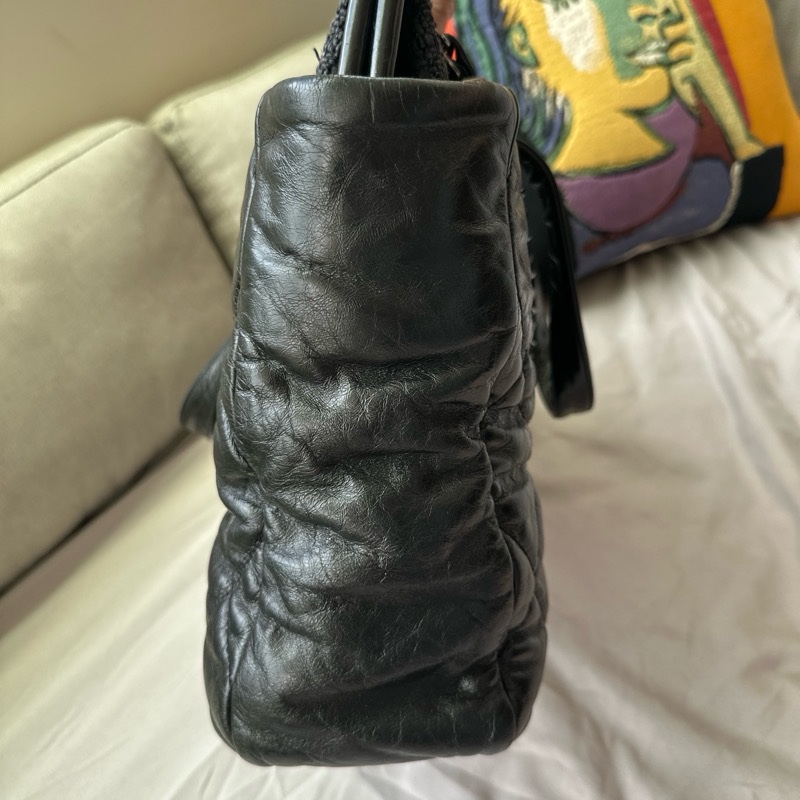 3萬8帶走香奈兒稀有款✨ Chanel 香奈兒 Vintage 黑色大容量托特包|鏈條肩背 機場必備 ✨-6