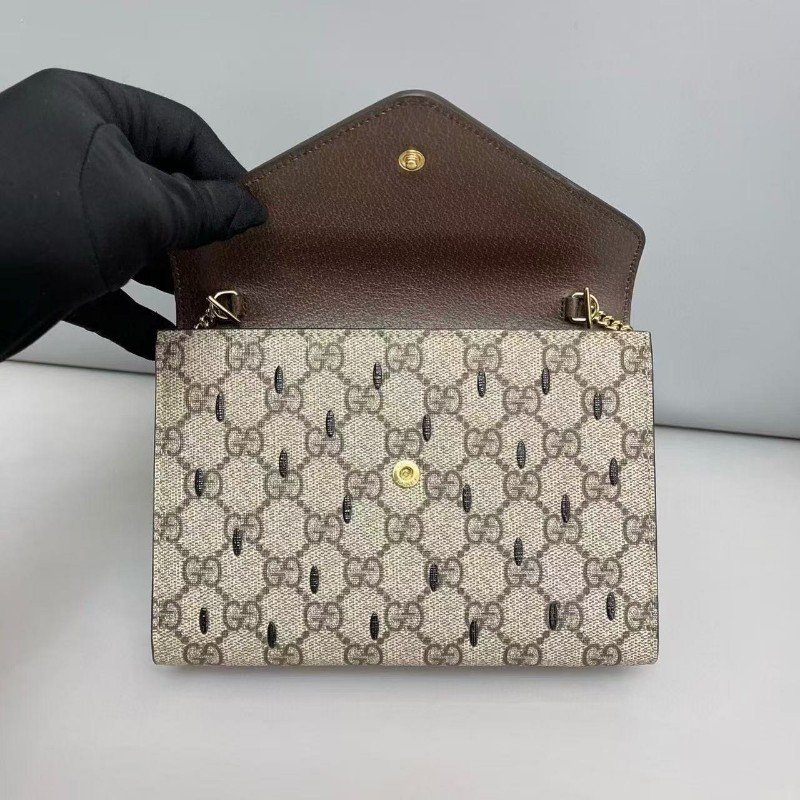Gucci古馳 老花雙G草莓woc鏈條包肩背包-7