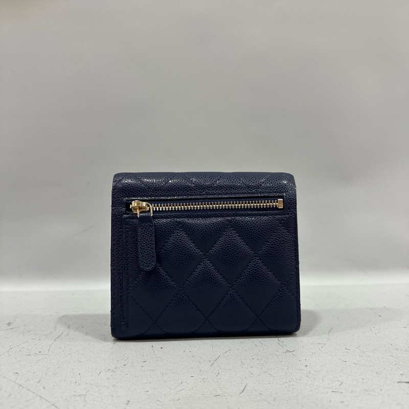 Chanel AP0231 閃電紫色荔枝皮金釦三折短夾-1