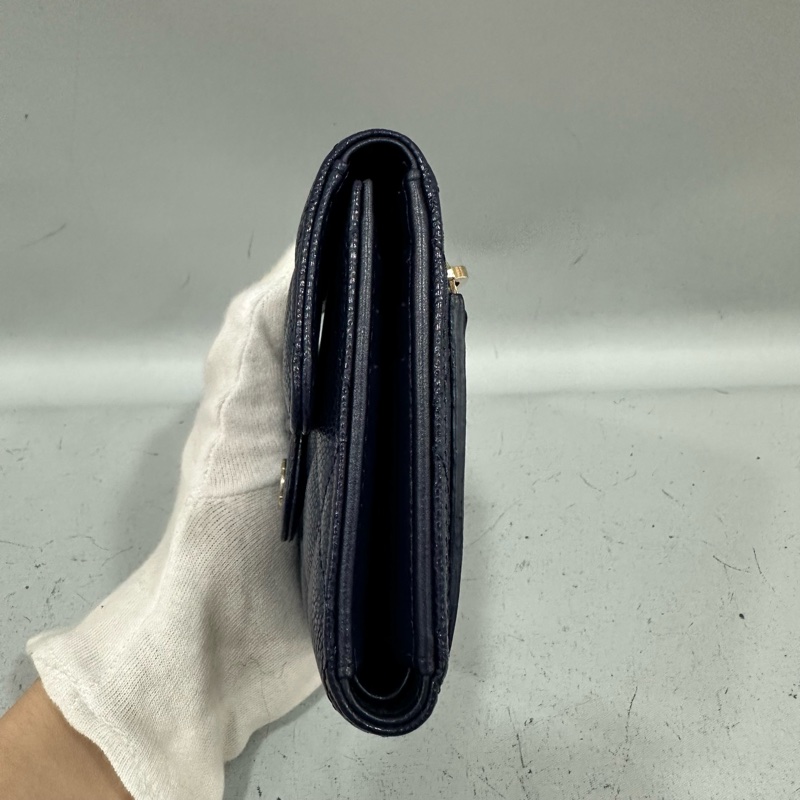 Chanel AP0231 閃電紫色荔枝皮金釦三折短夾-3