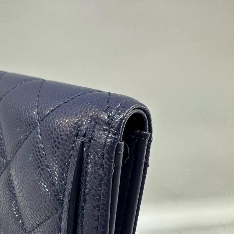 Chanel AP0231 閃電紫色荔枝皮金釦三折短夾-5