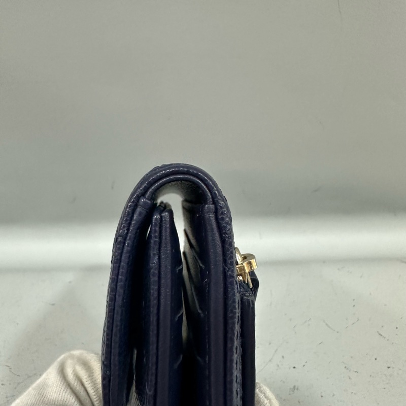 Chanel AP0231 閃電紫色荔枝皮金釦三折短夾-11