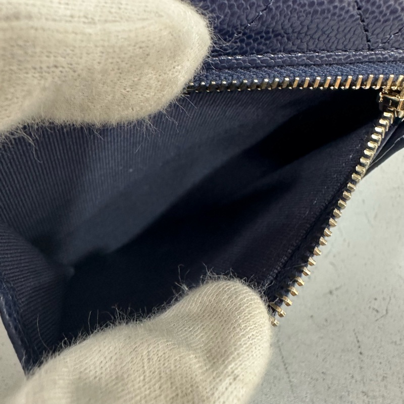 Chanel AP0231 閃電紫色荔枝皮金釦三折短夾-14