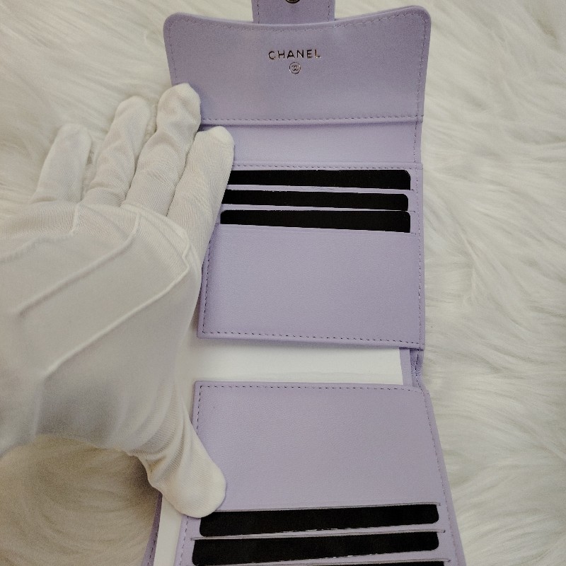 Chanel 香奈兒 經典口蓋銀包 夢幻紫金扣 芯片款 大全套-4