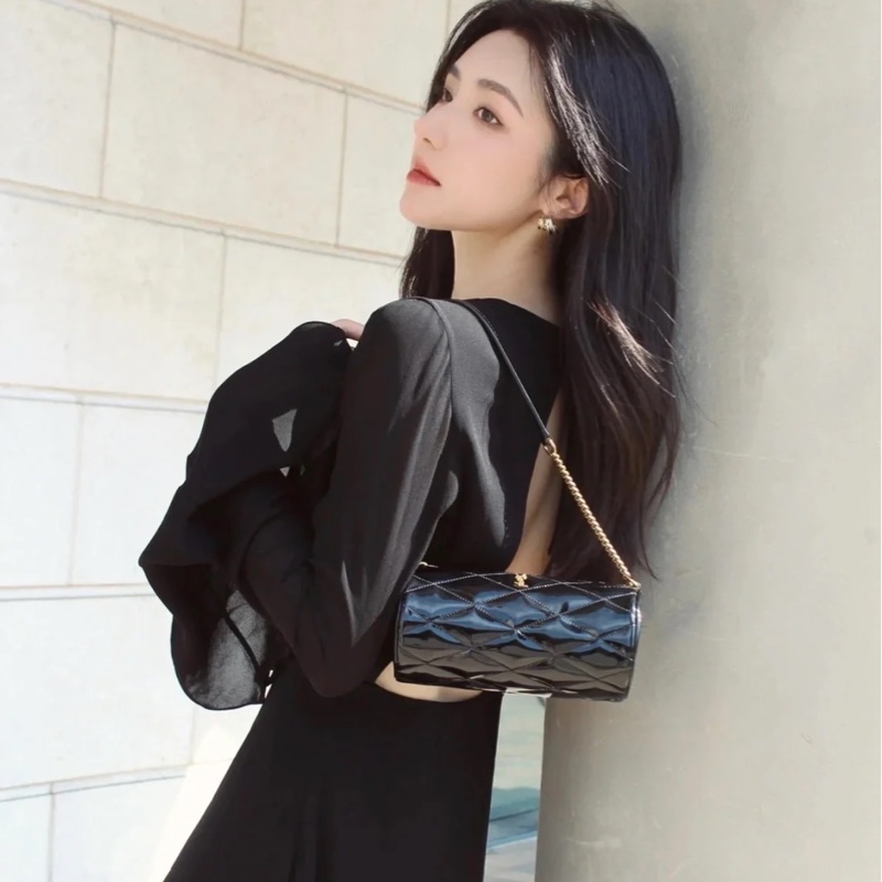 聖羅蘭/YSL［Sade］min迷你圓筒手袋  19*9*9 閒置新品 亮漆皮-1